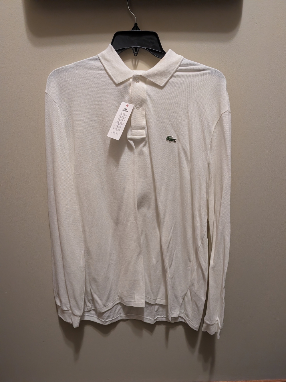 Lacoste Men's Long-Sleeve White Polo Shirt